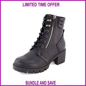 Lace Up Boots with Memory Foam, Vegan Nubuck Leather, Side Zipper